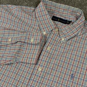 Ralph Lauren L/S Oxford Button Front Shirt Men's XXL Multi Color Plaid